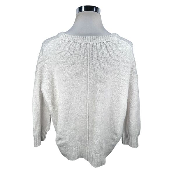 Free People Sweater Womens Medium Off-White Cotton Knitted Crew Neck Long Sleeve - Picture 4 of 12